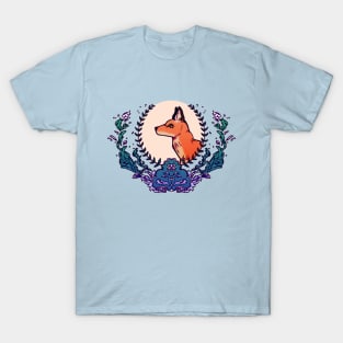 Fox in a Decorative Leafy Reed Frame T-Shirt